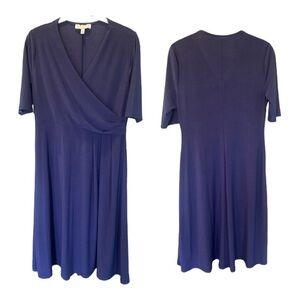 CHAUS LAURA FAUX WRAP MIDI DRESS ROYAL BLUE LARGE